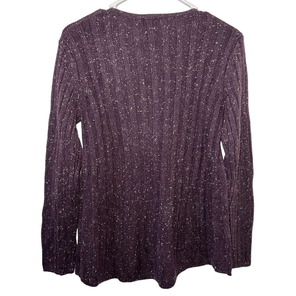 Lee Womens Purple Cable Knit Long Sleeve Pullover Sweater Medium Acrylic - Picture 2 of 4